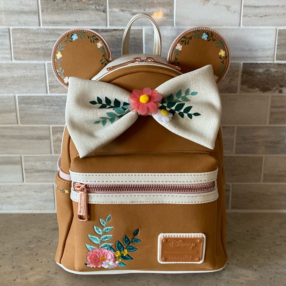 Disney Loungefly Minnie Mouse Fall Floral Backpack - Picture 1 of 7